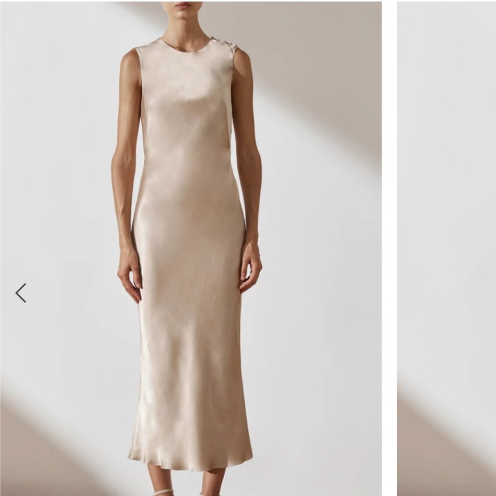 Shona Joy La Lune Bias Sleeveless Midi Dress GOLD